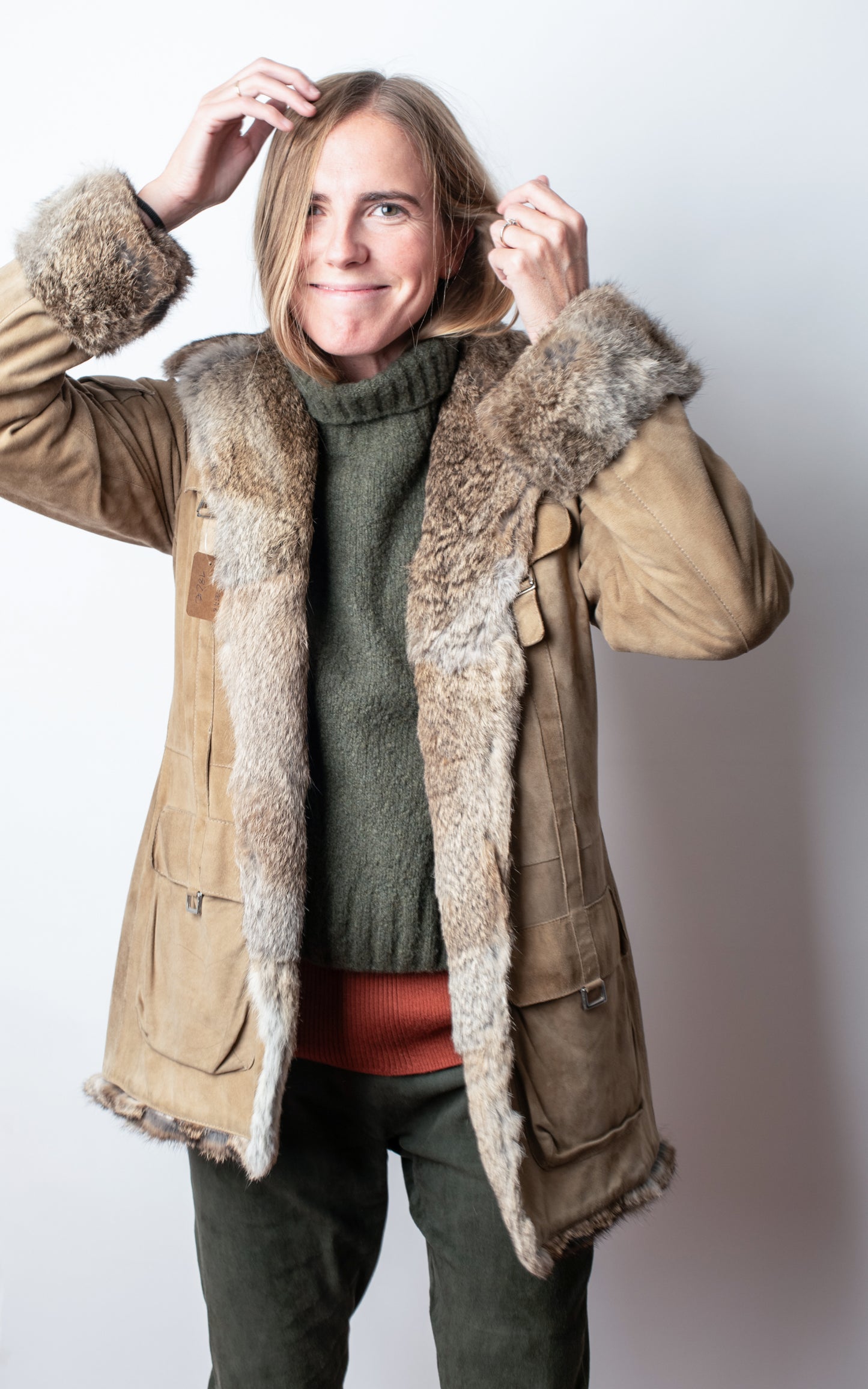 Chaquetón ante y conejo