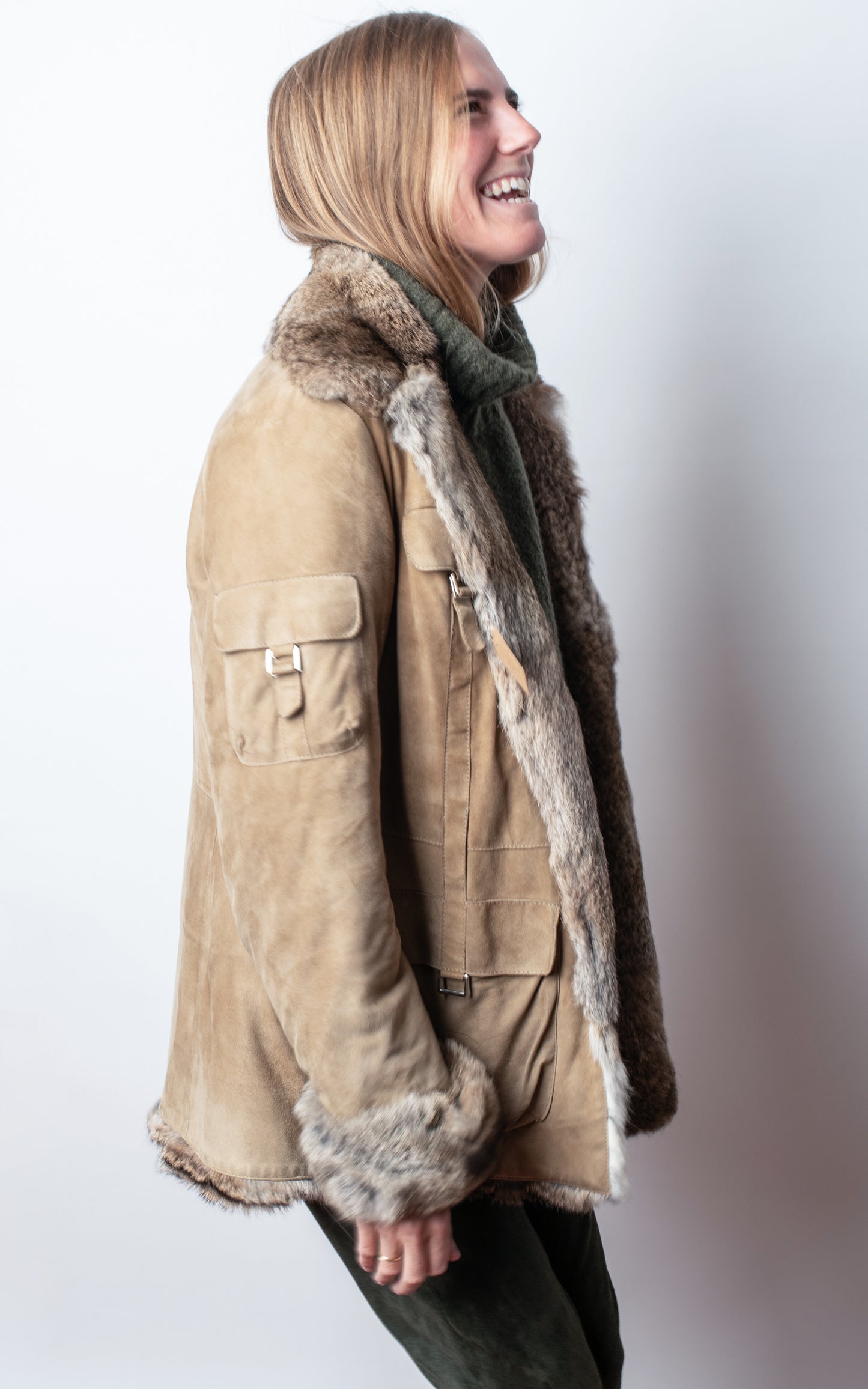 Chaquetón ante y conejo