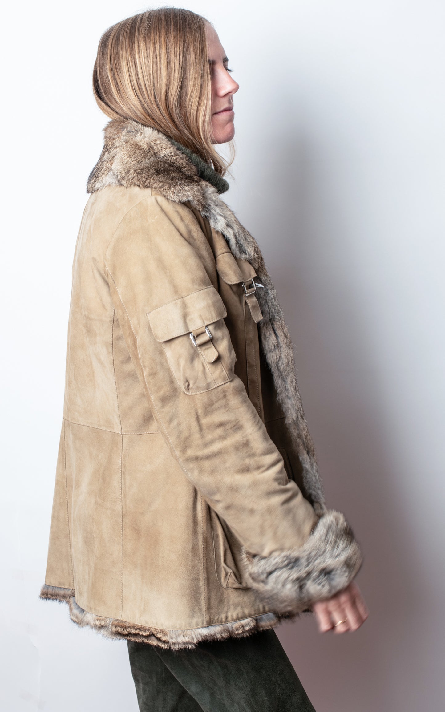 Chaquetón ante y conejo