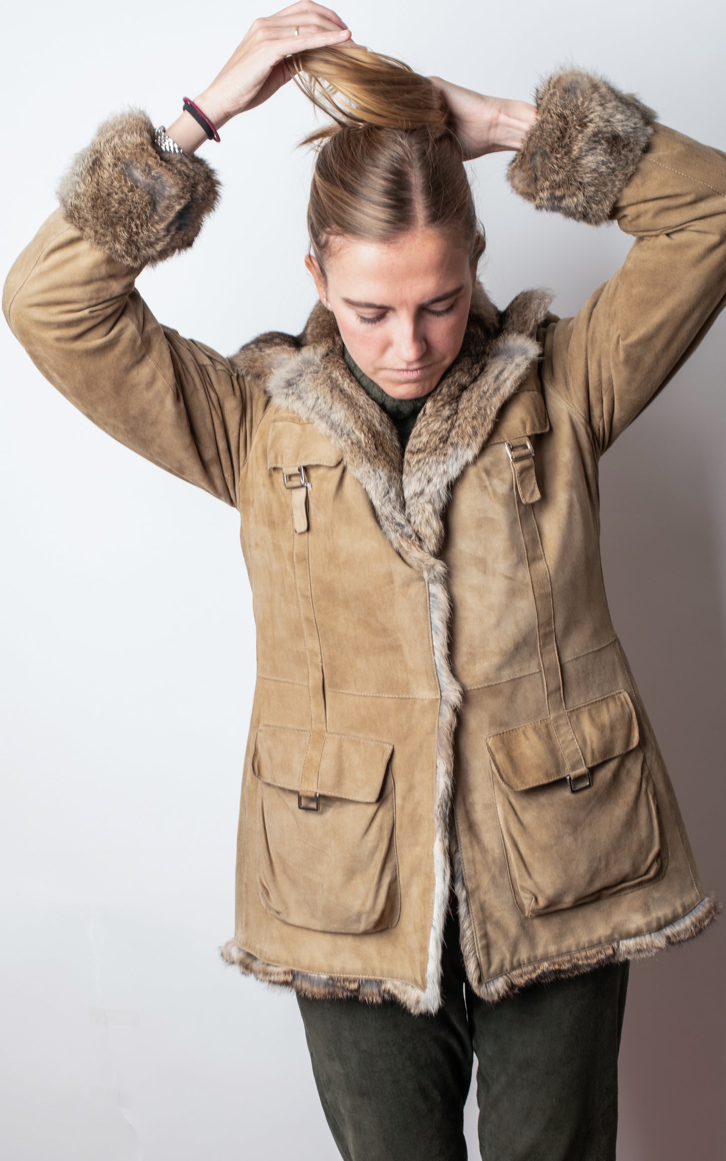 Chaquetón ante y conejo