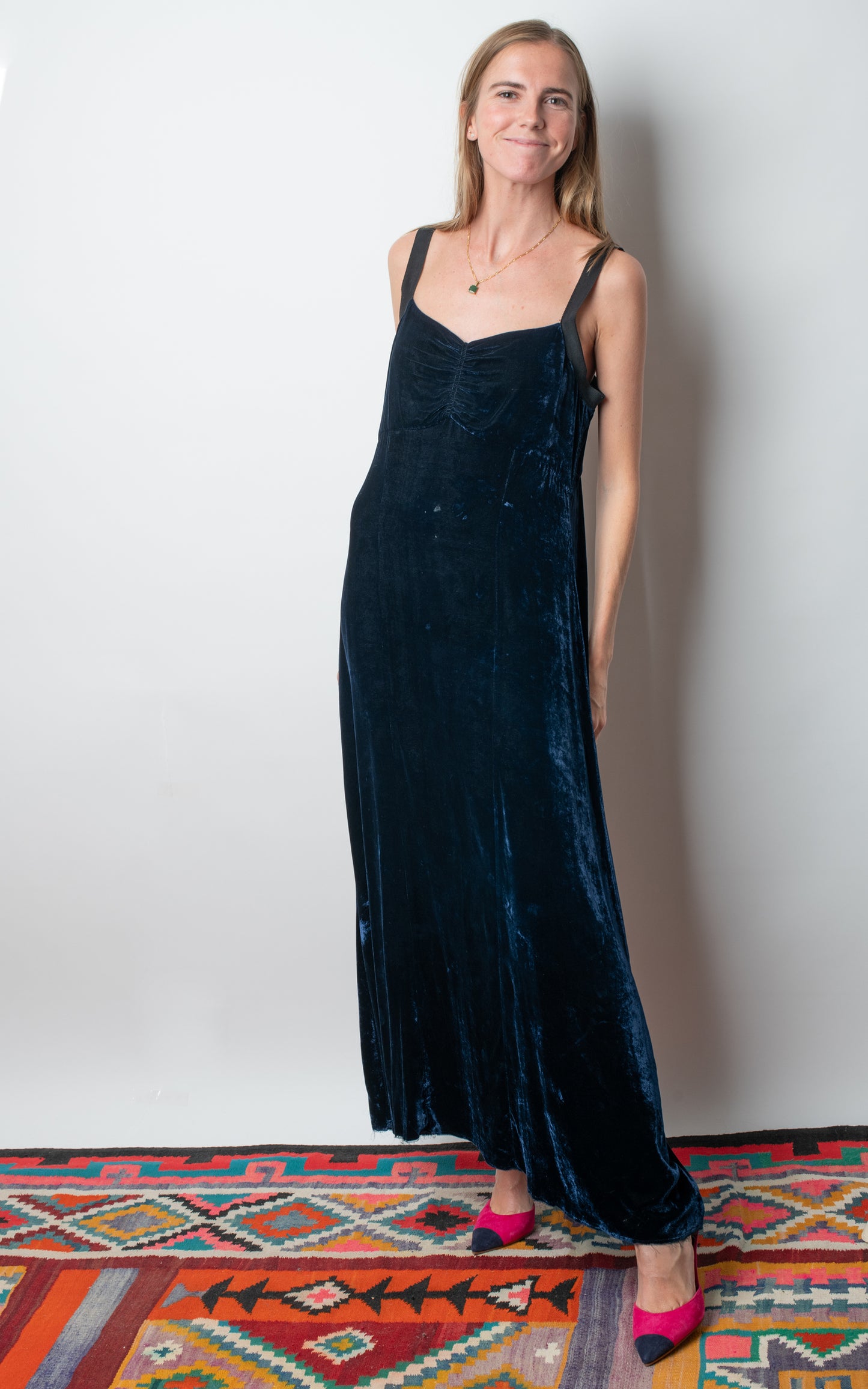 Vestido azul de terciopelo