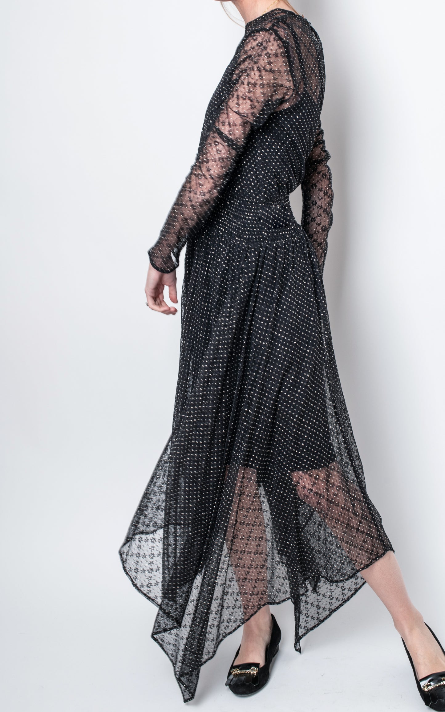 Vestido negro maje encaje