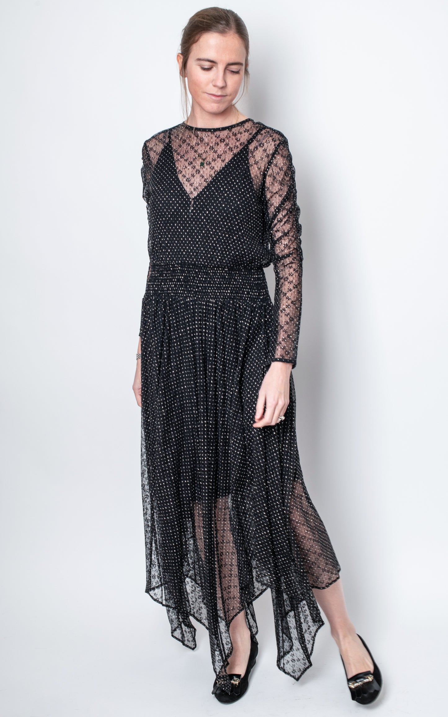 Vestido negro maje encaje