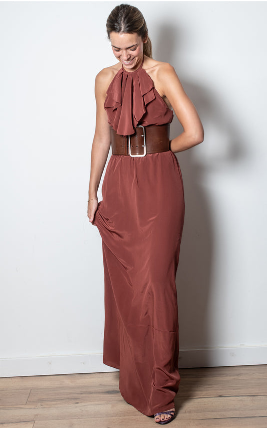Vestido largo teja