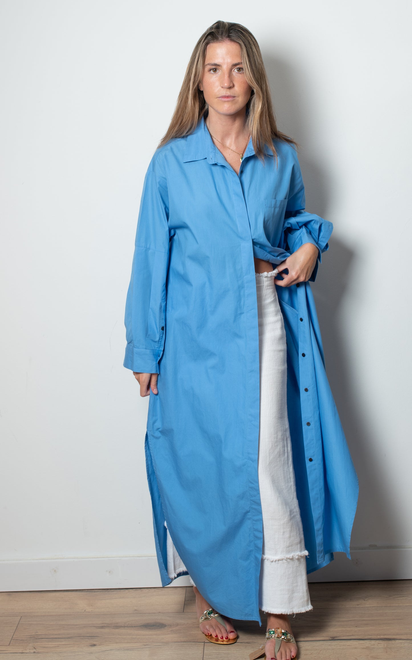 Vestido camisero azul