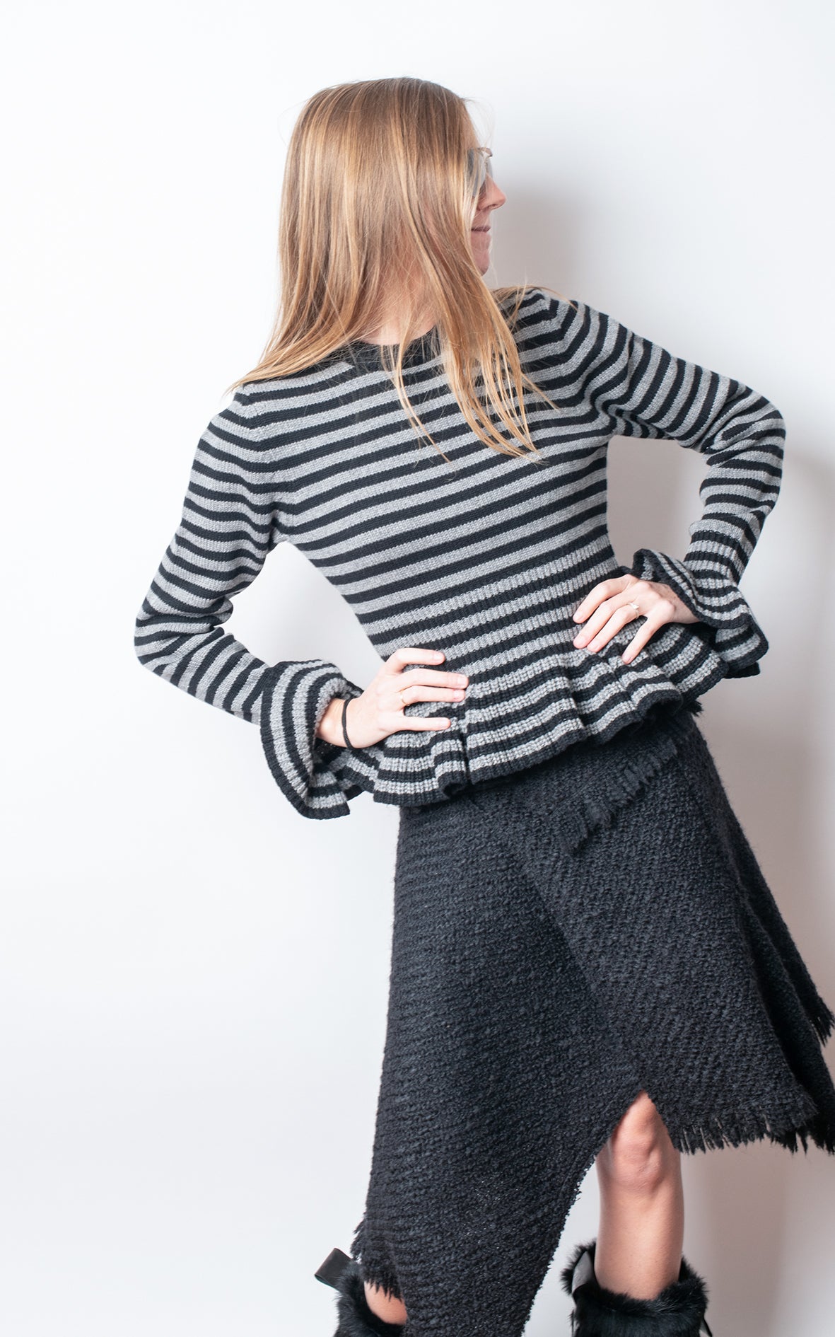 Jersey cashmere con volante