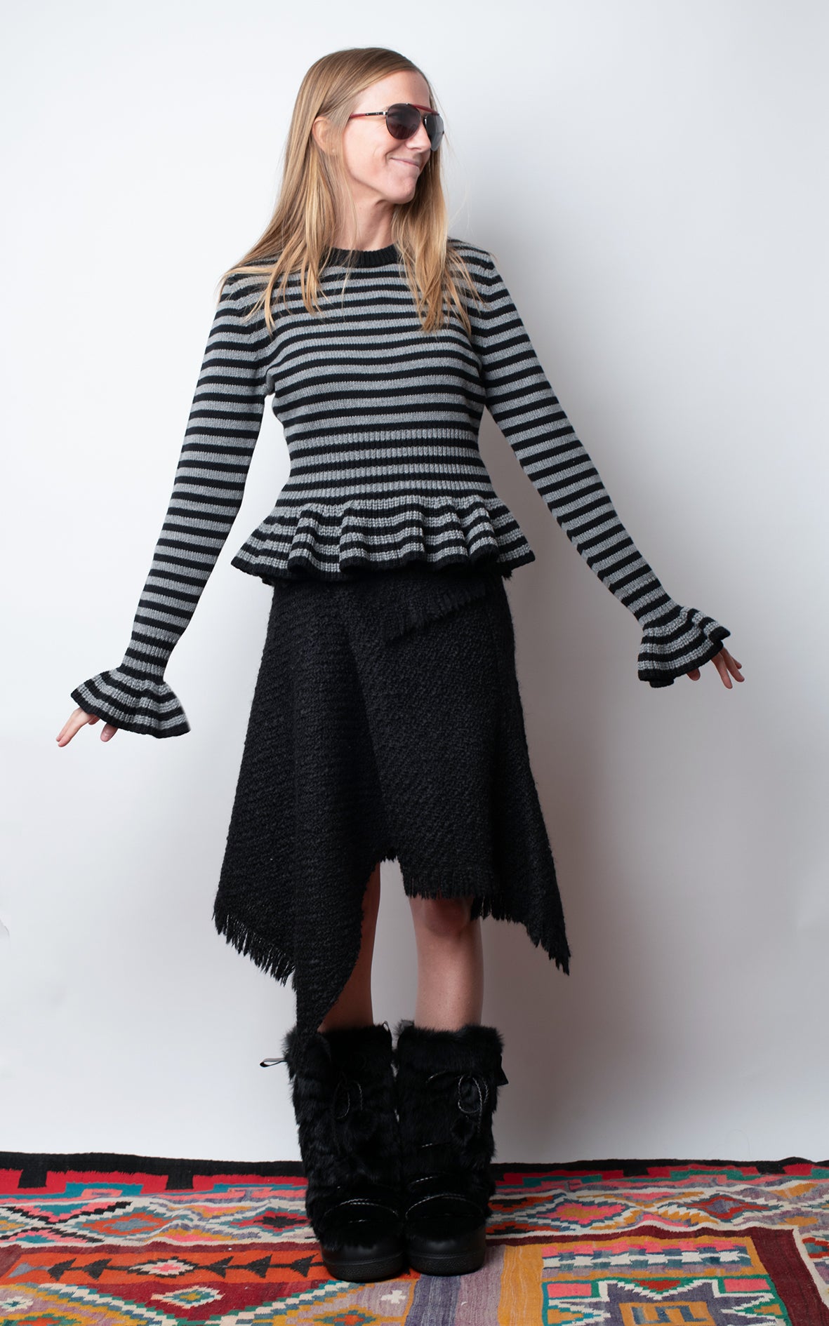 Jersey cashmere con volante