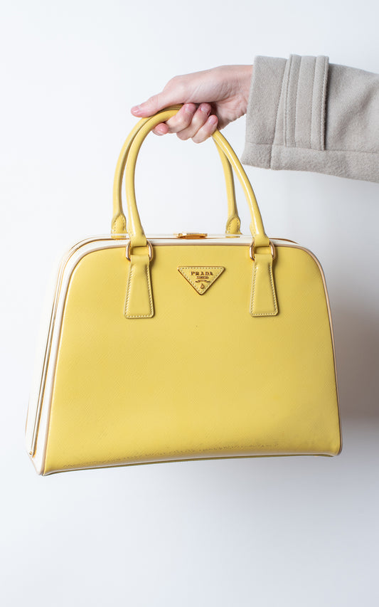 Prada Bolso Pyramid Saffiano Amarillo