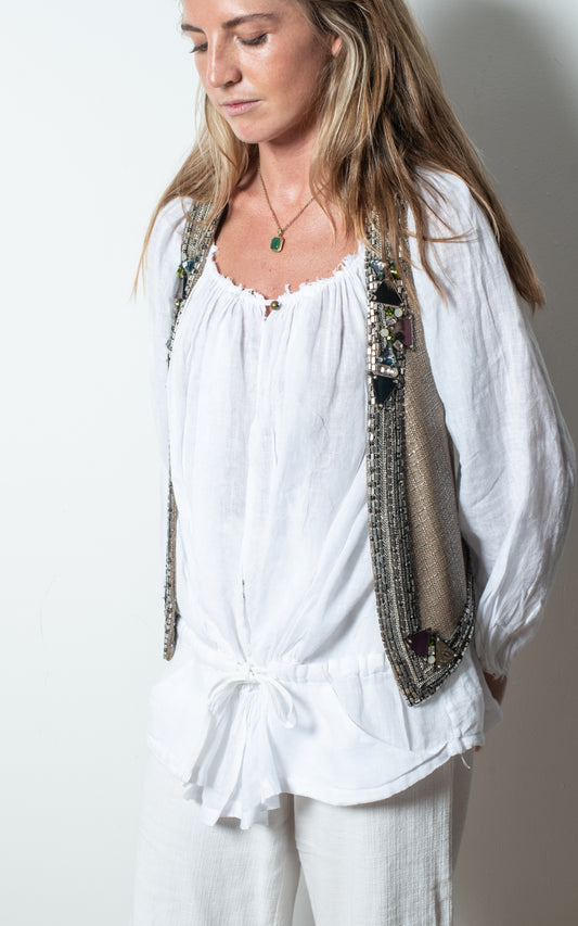 Camisa de lino blanca