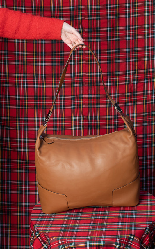 Bolsa de viaje marrón de piel