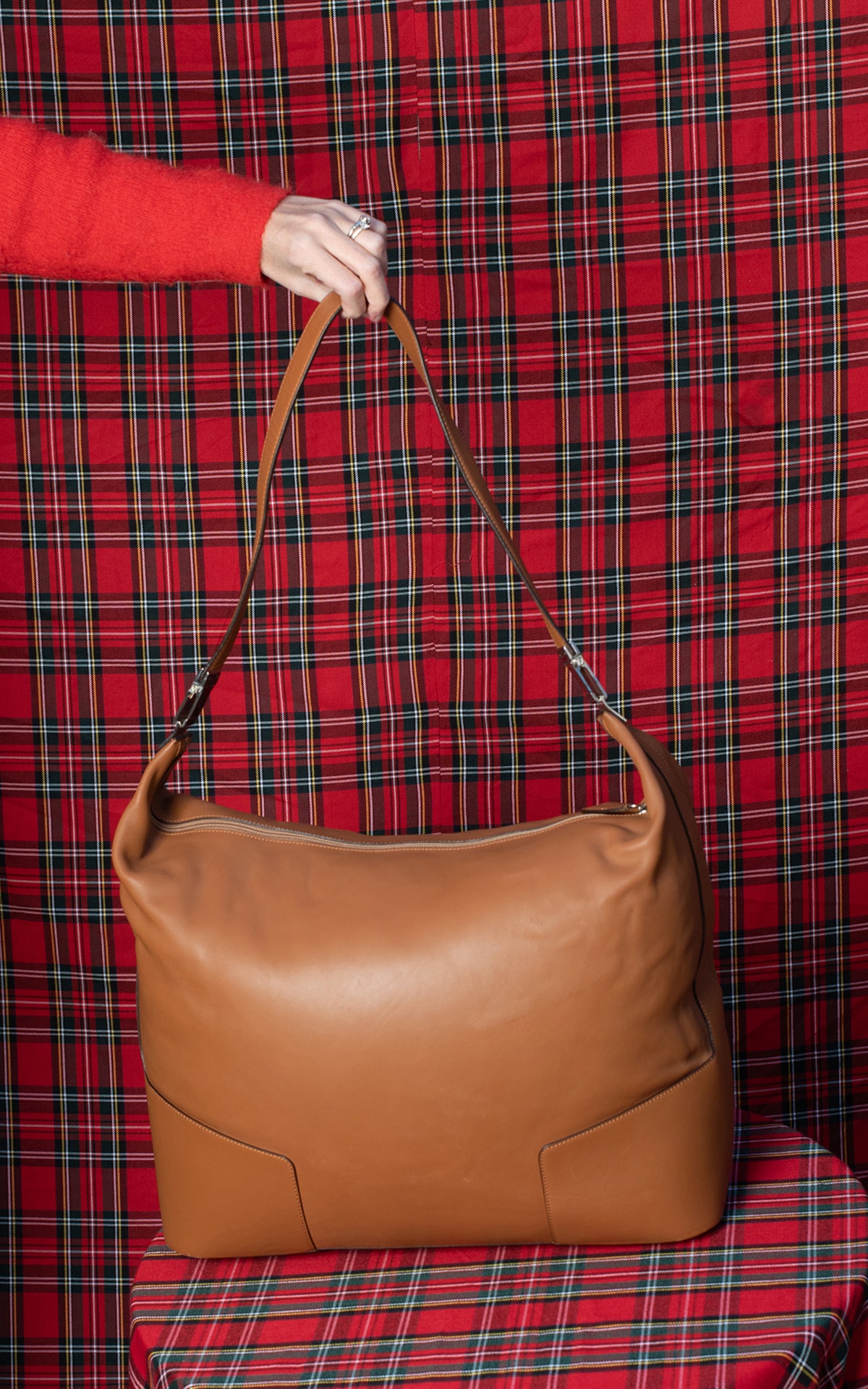 Bolsa de viaje marrón de piel