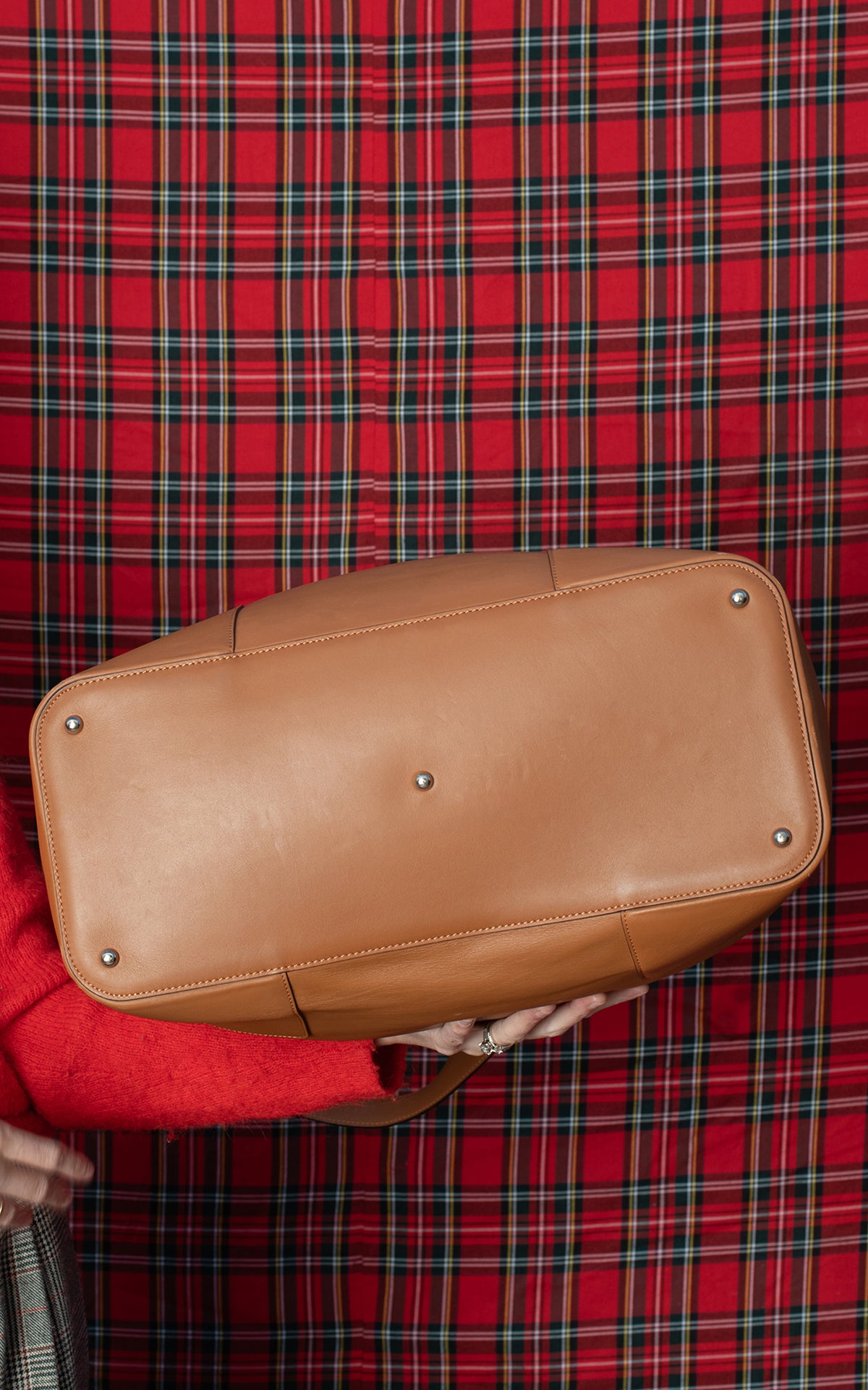 Bolsa de viaje marrón de piel