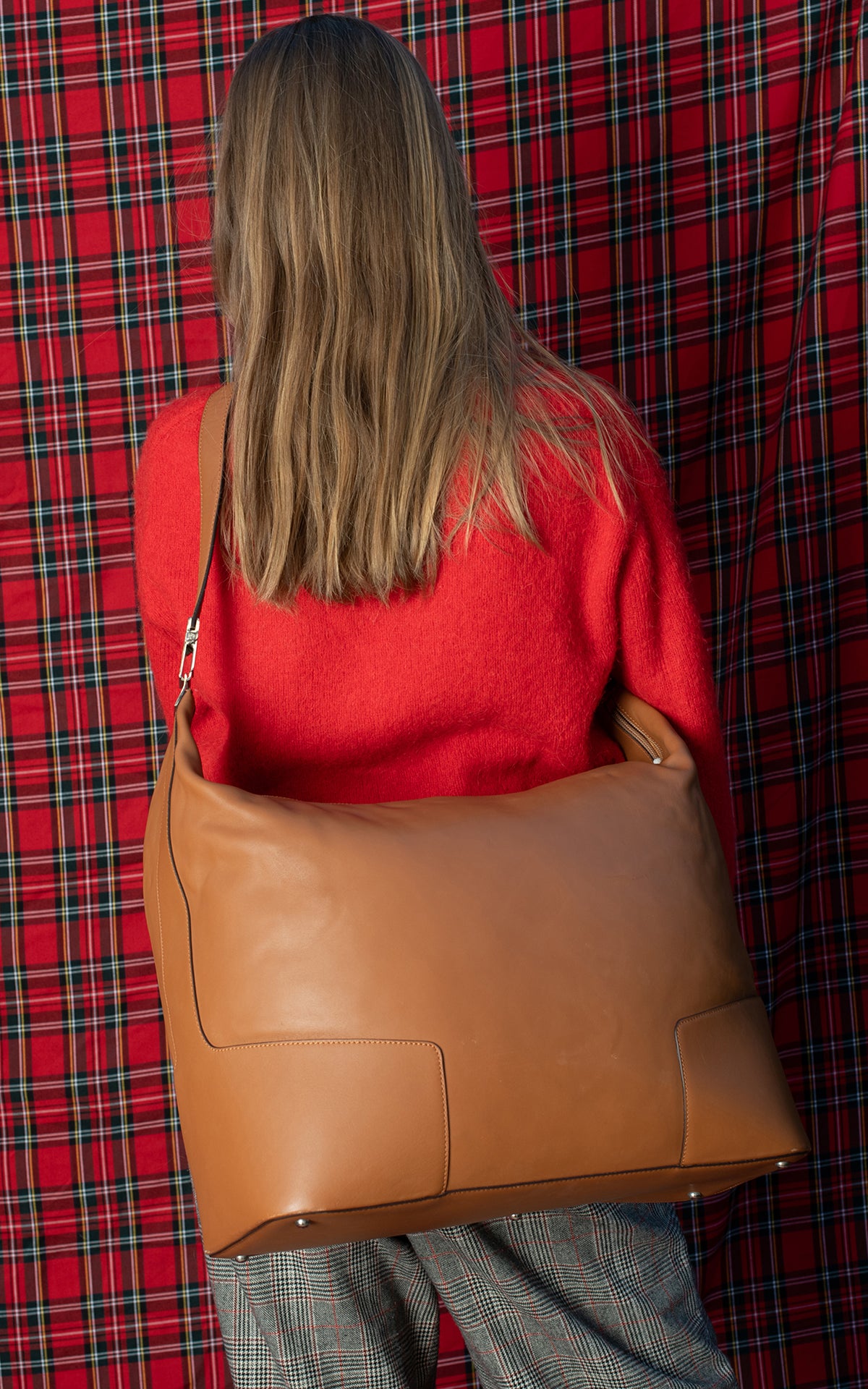 Bolsa de viaje marrón de piel