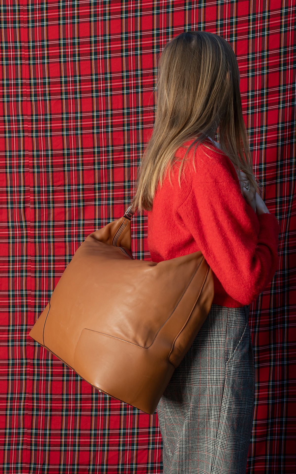 Bolsa de viaje marrón de piel