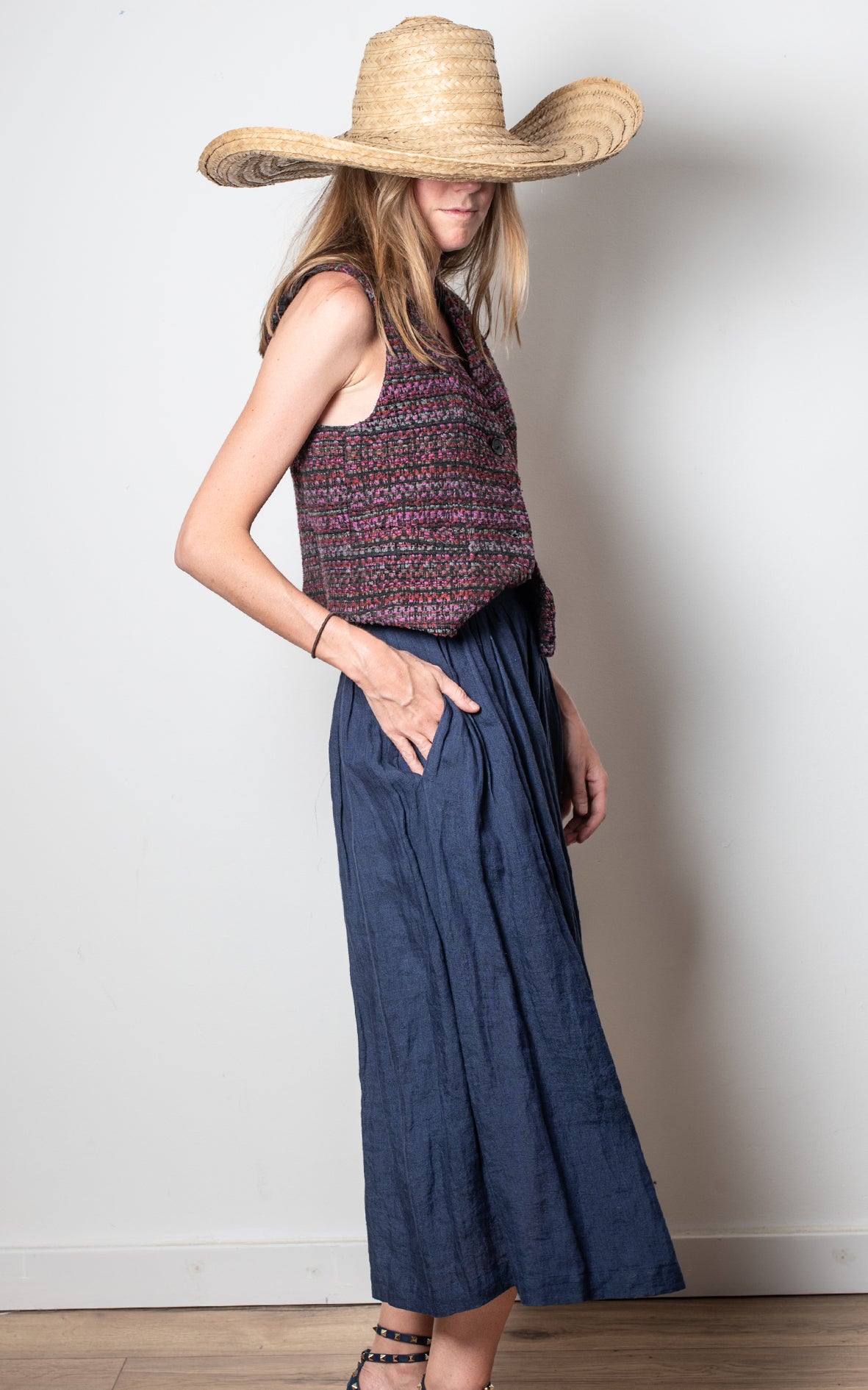 Falda / pantalón azul de hilo