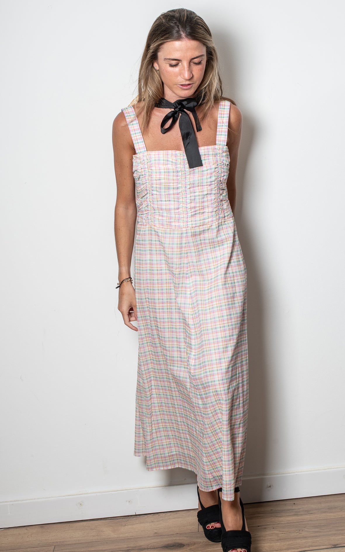 Vestido cuadros pastel