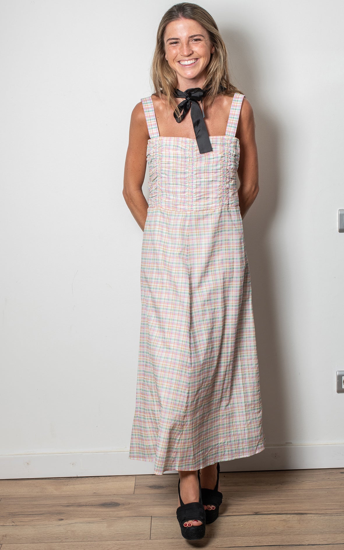 Vestido cuadros pastel