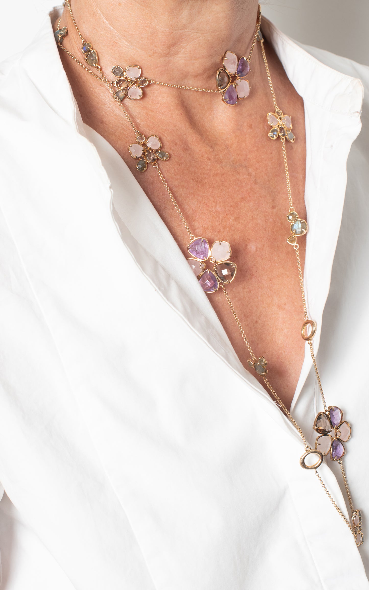 Collar amatista y cuarzo rosa