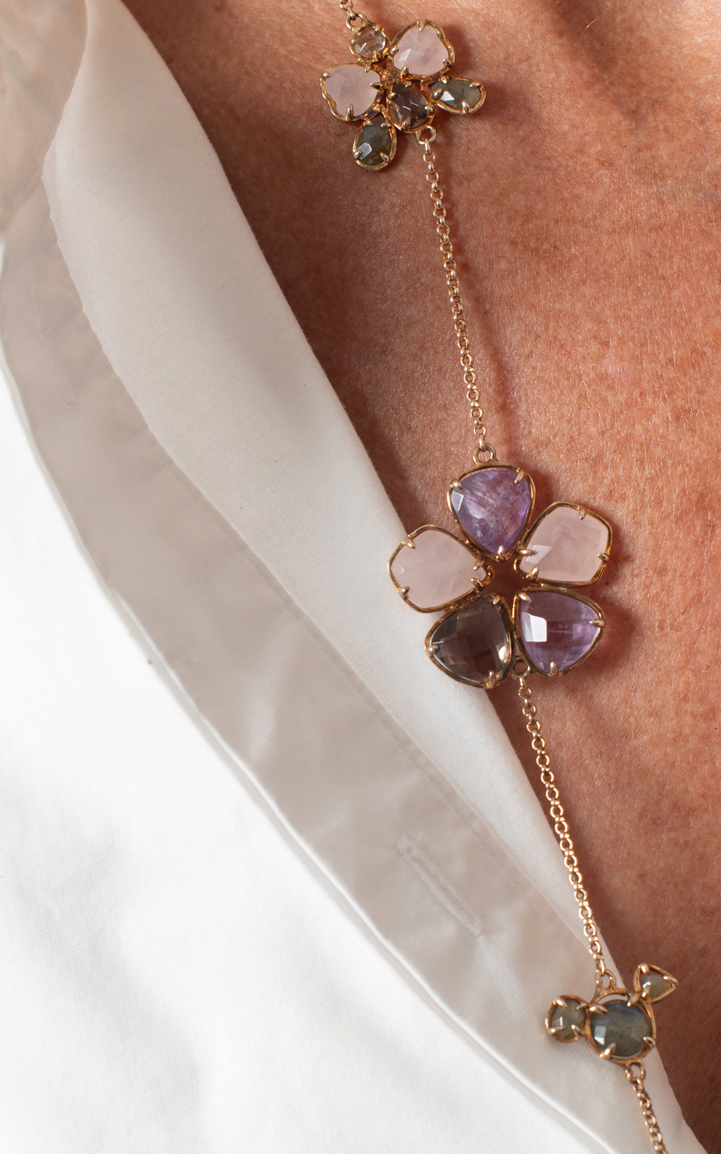 Collar amatista y cuarzo rosa