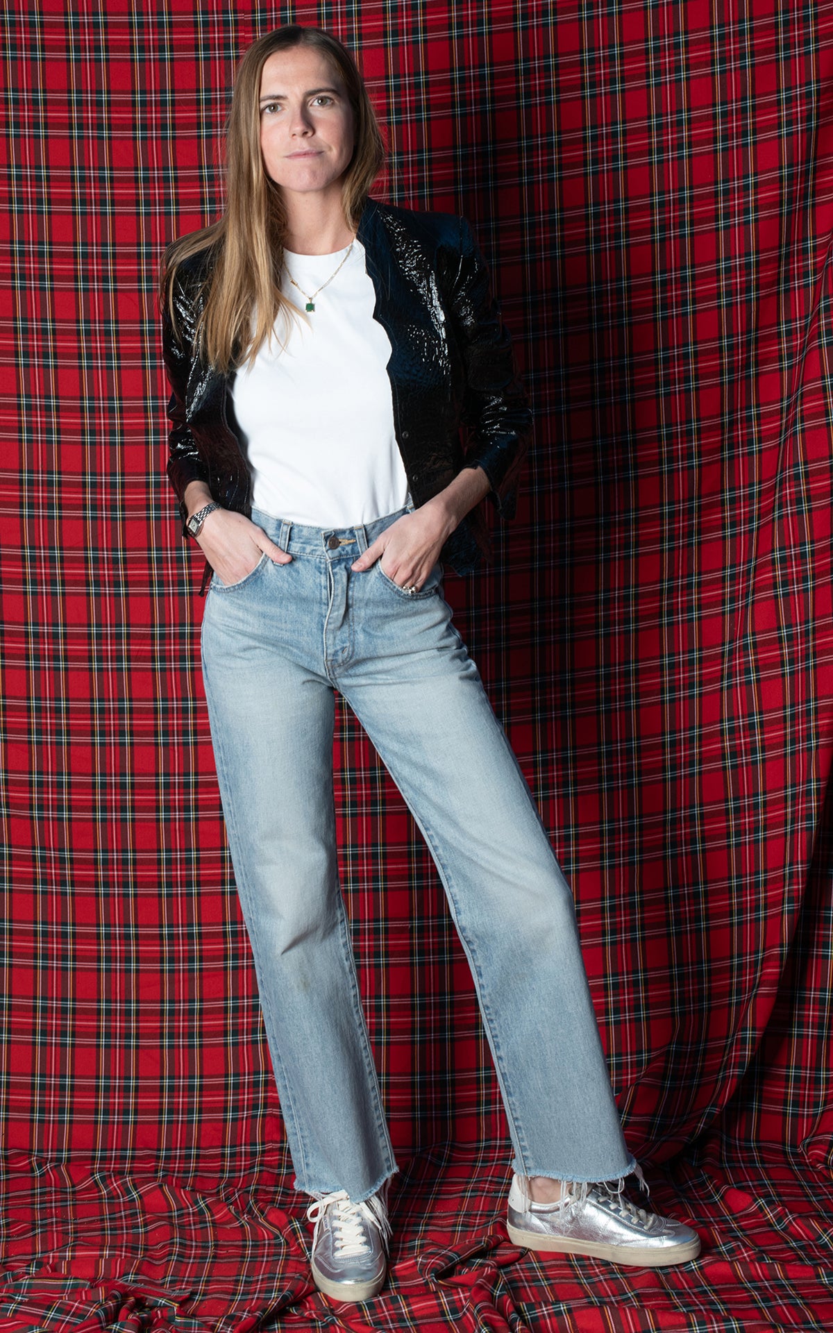 Vaqueros denim flecos