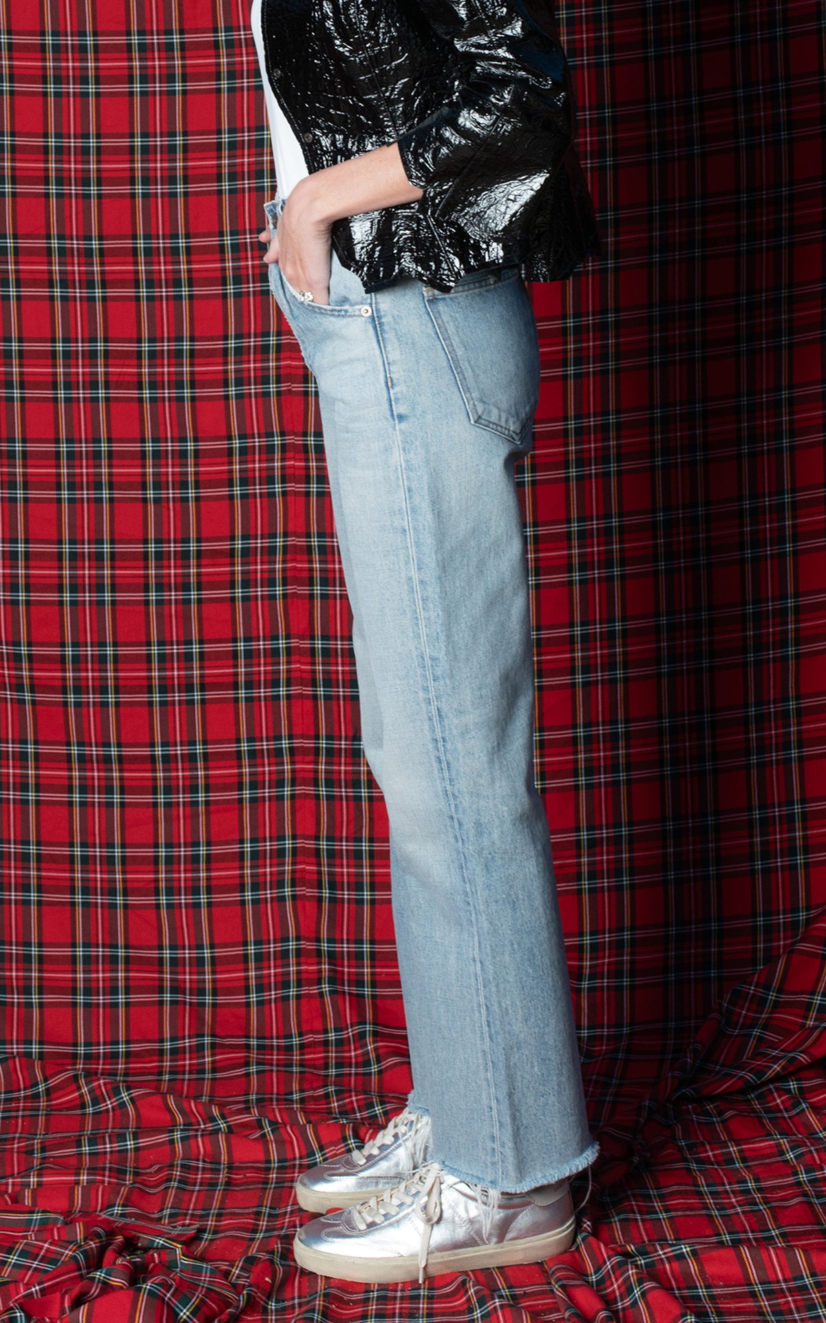 Vaqueros denim flecos