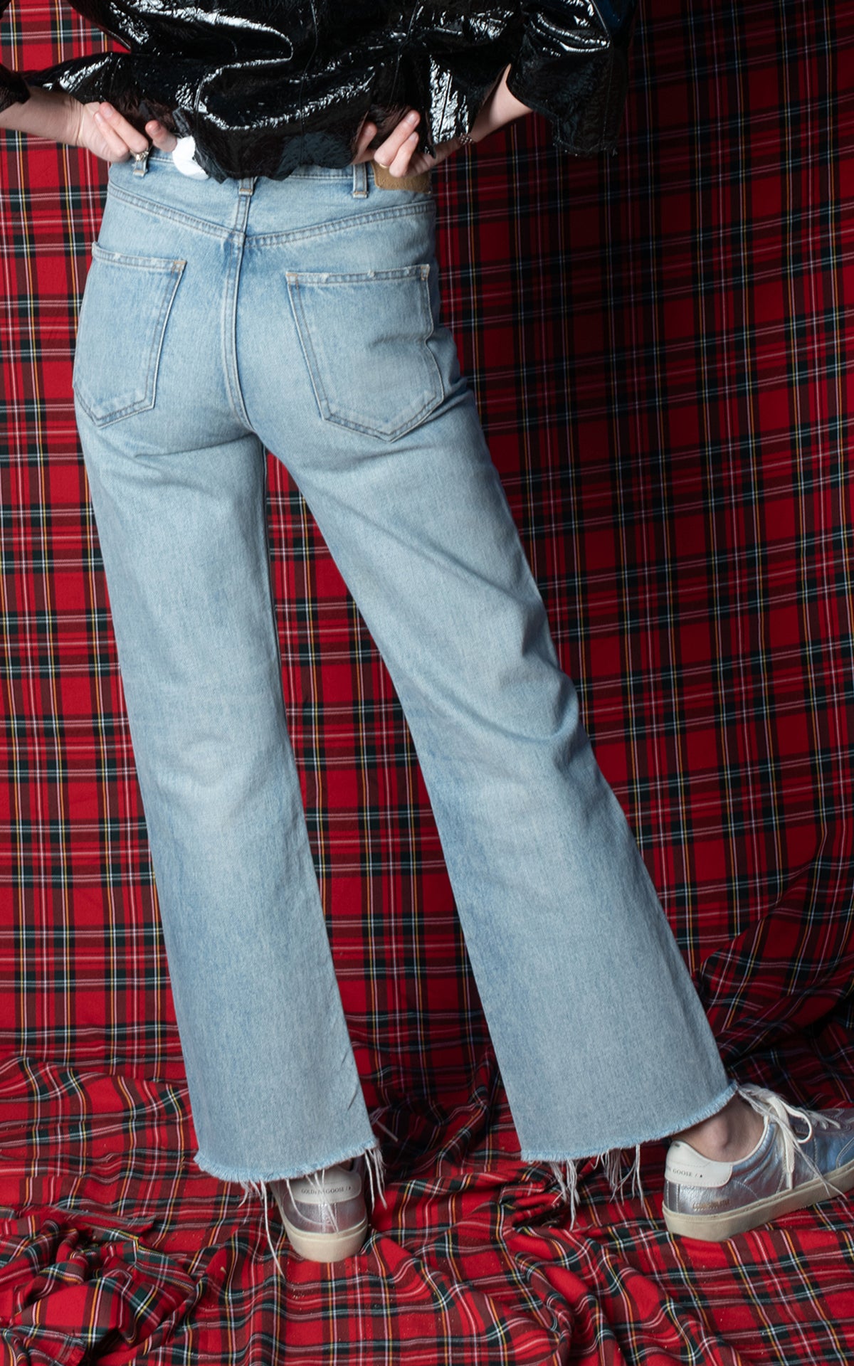 Vaqueros denim flecos