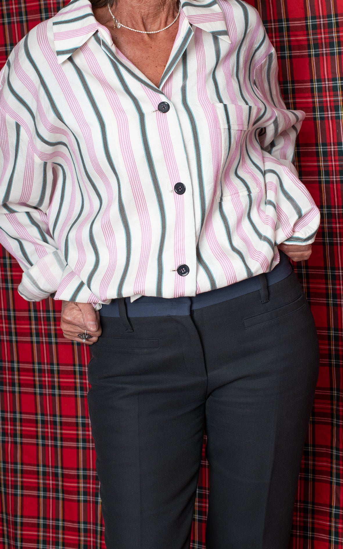 Camisa de rayas rosa