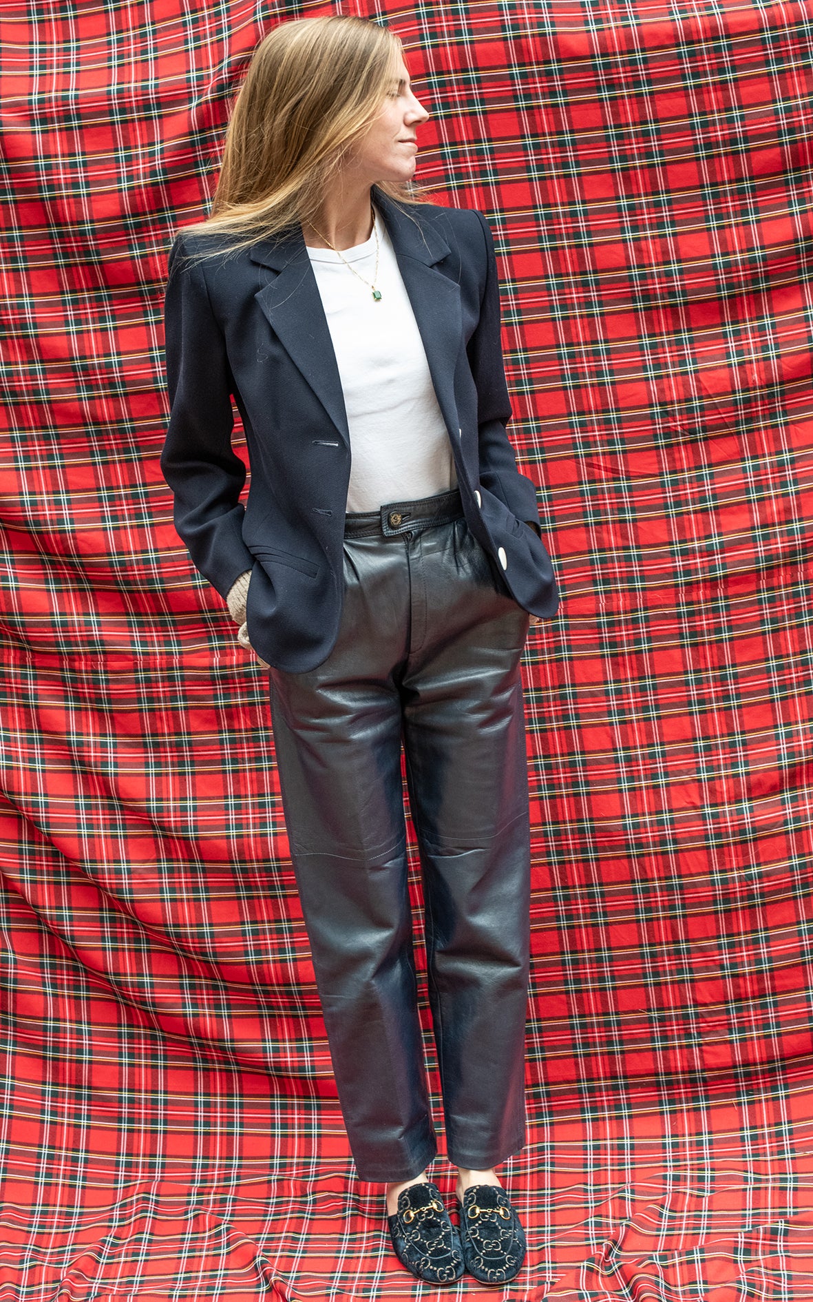 Pantalones de piel azules