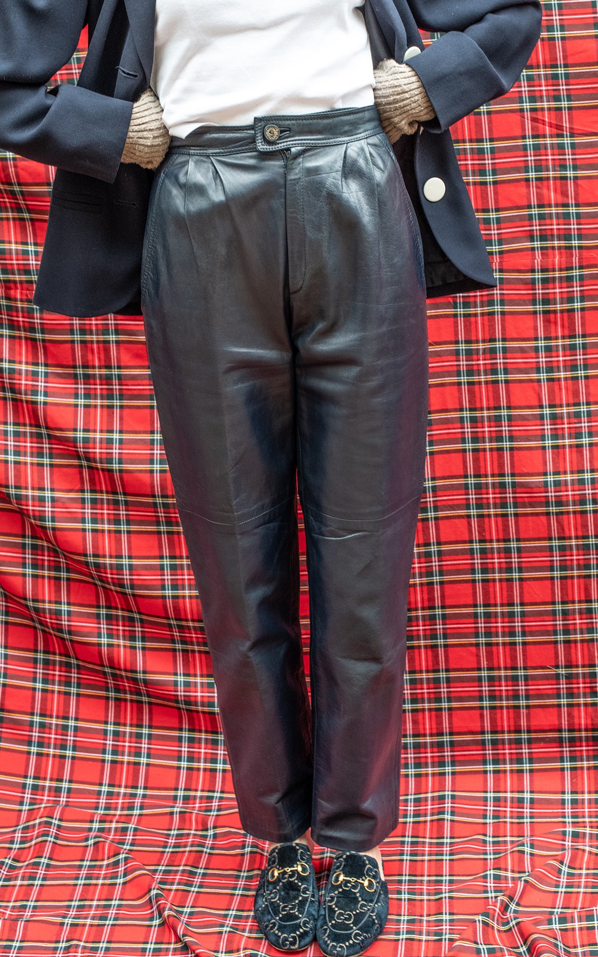 Pantalones de piel azules