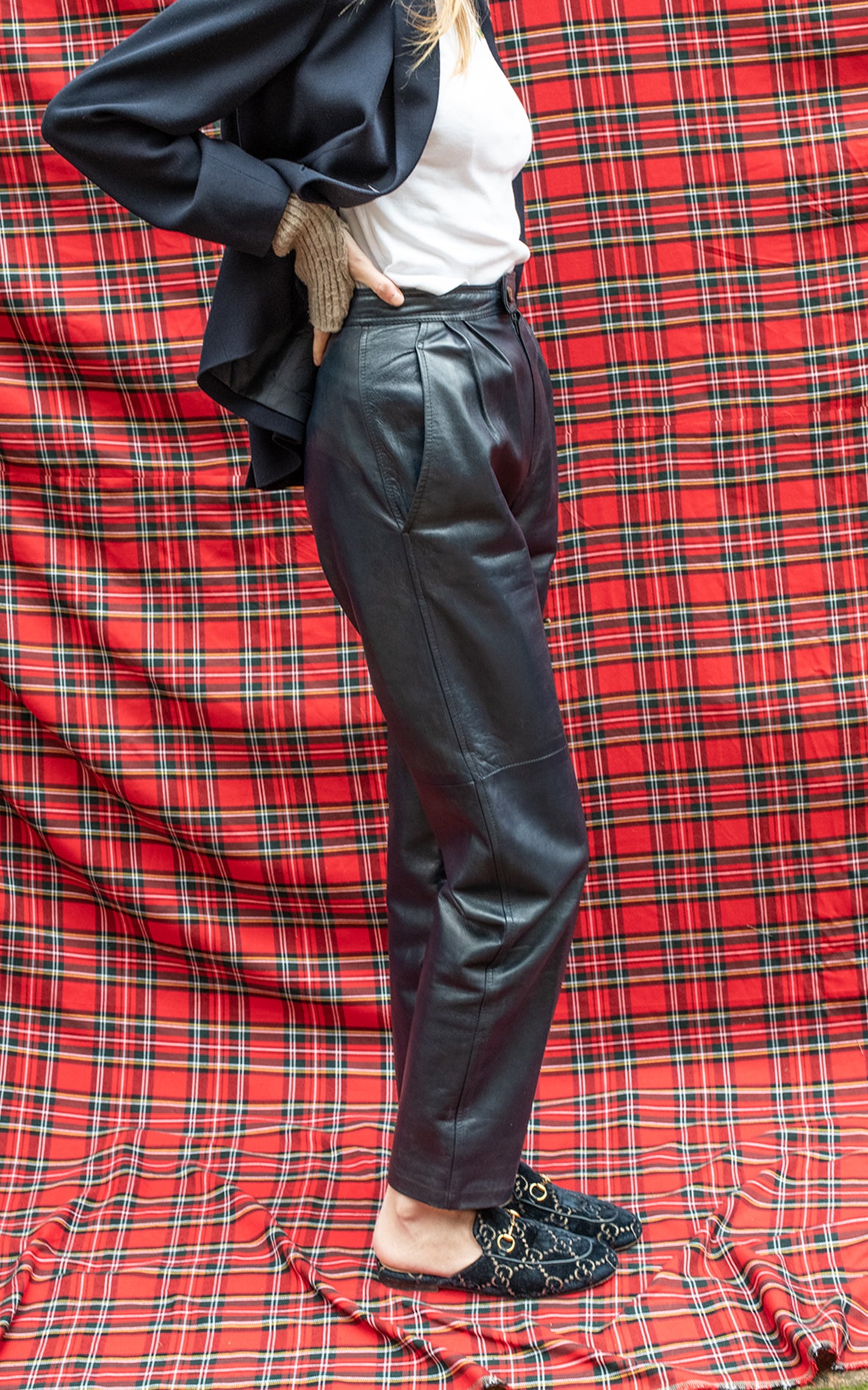 Pantalones de piel azules