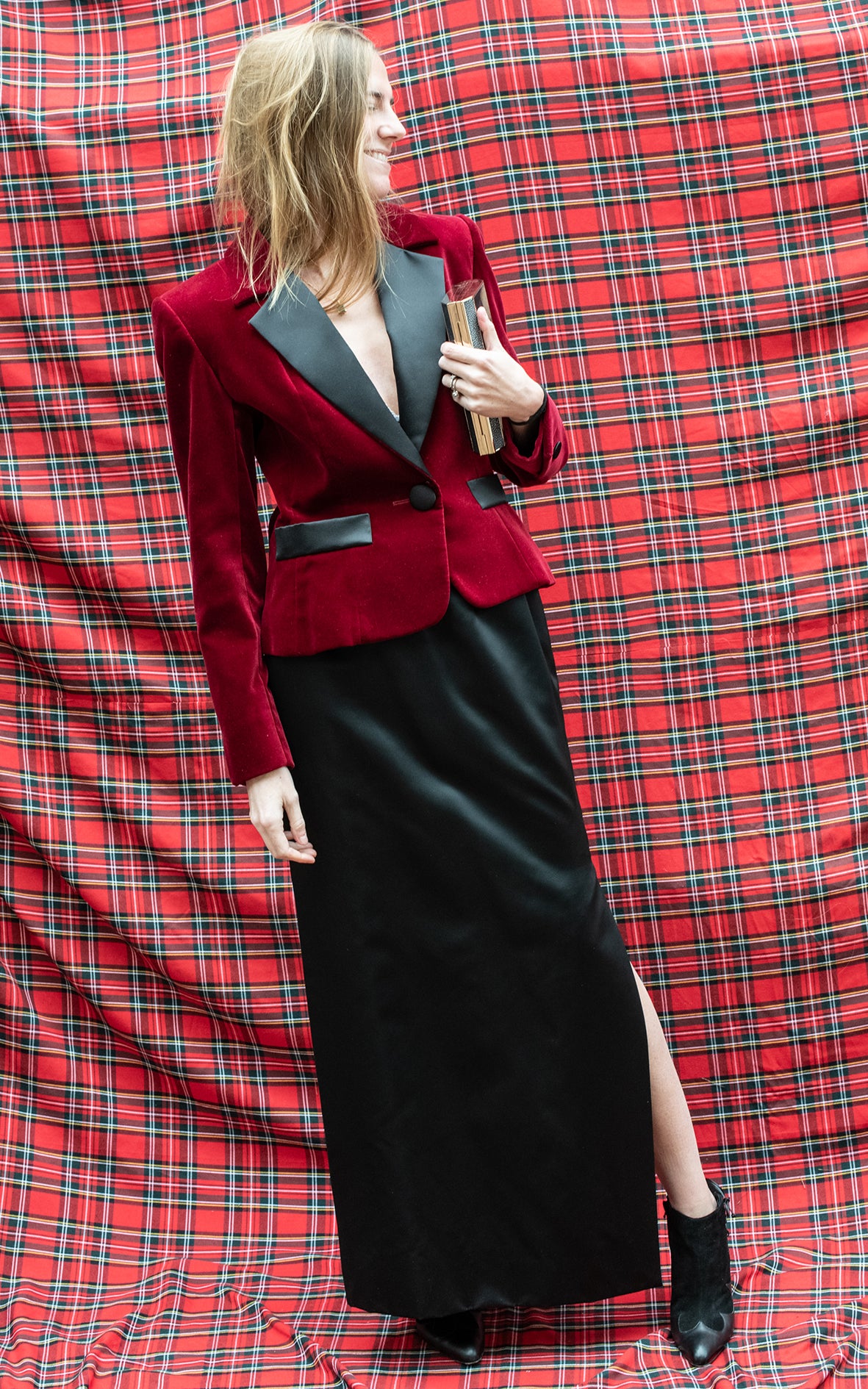 Blazer terciopelo burdeos