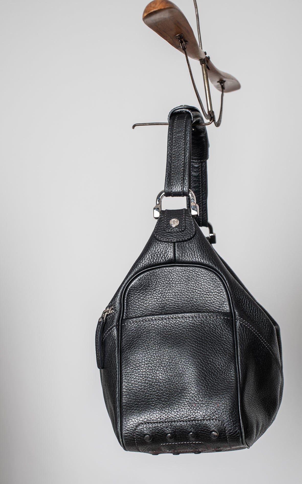 Bolso de hombro negro piel