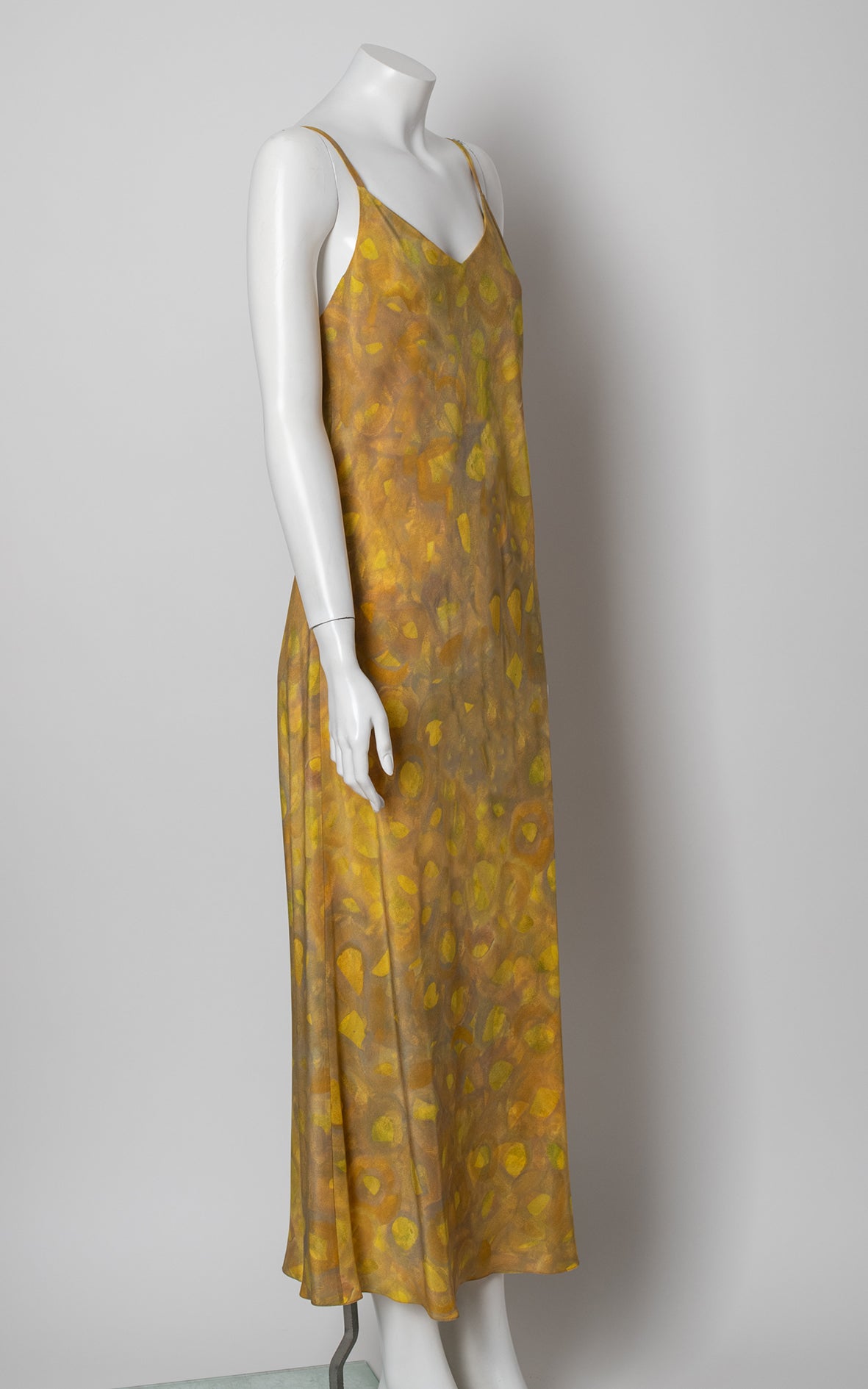 Vestido seda amarillo con lunares