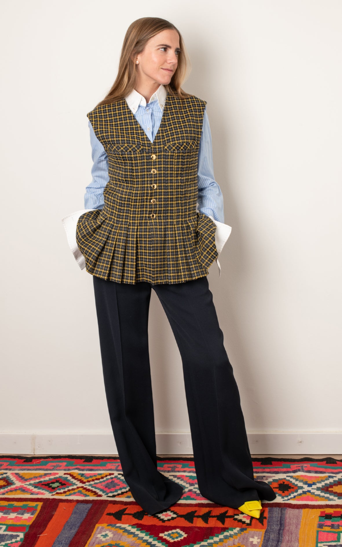 Chaleco de lana de cuadros