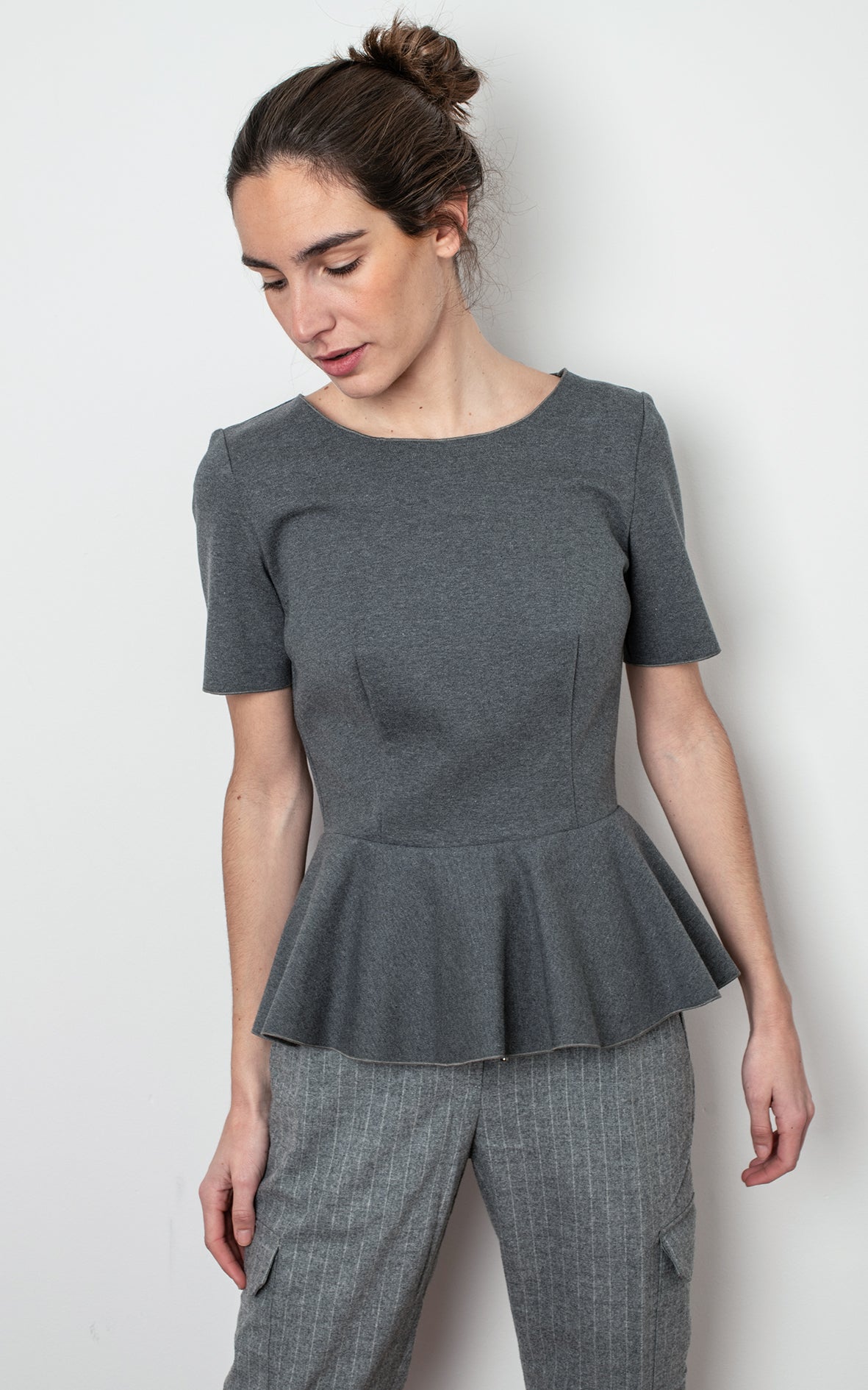 Top Peplum gris