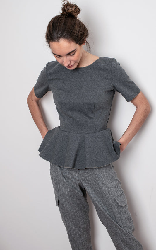 Top Peplum gris