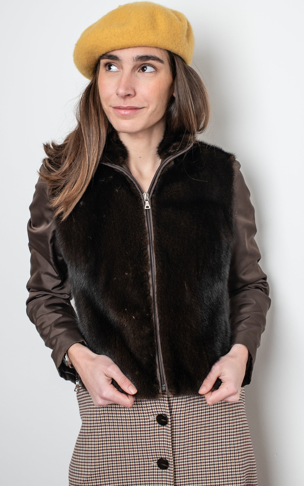 Chaqueta de visón y seda