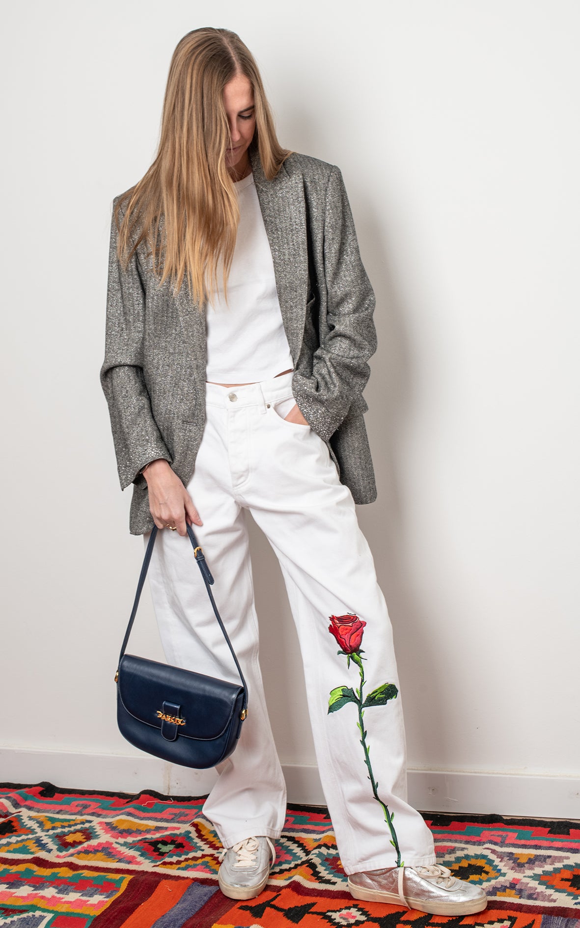 Vaqueros blancos flor