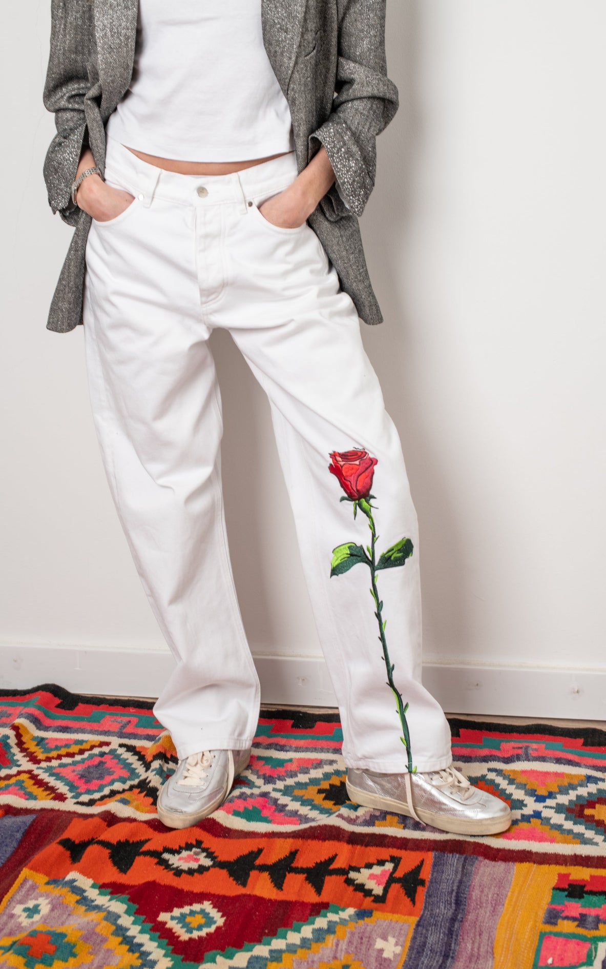 Vaqueros blancos flor