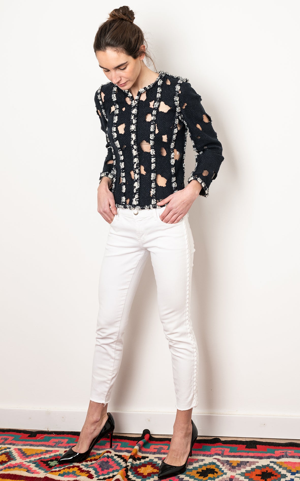 Vaqueros blancos trenzado