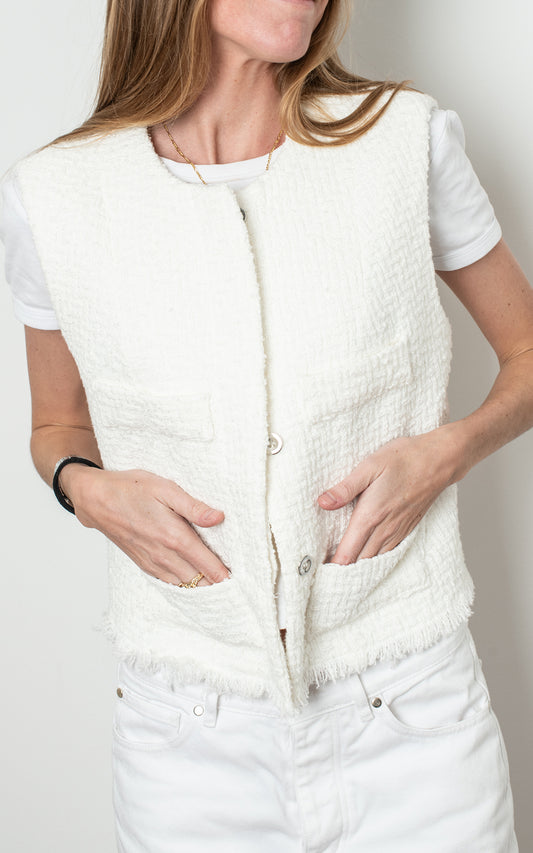 Chaleco blanco tipo tweed