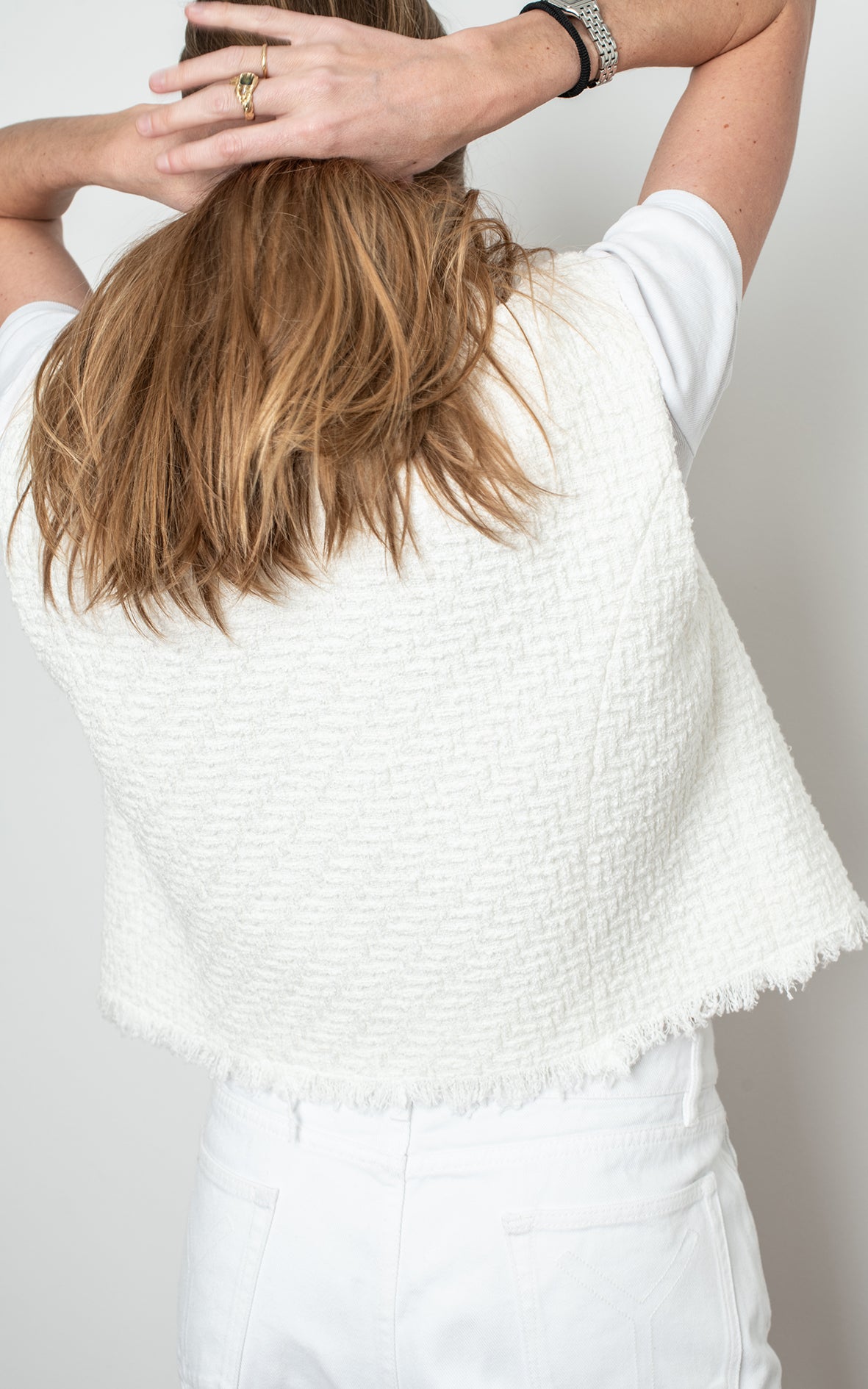 Chaleco blanco tipo tweed