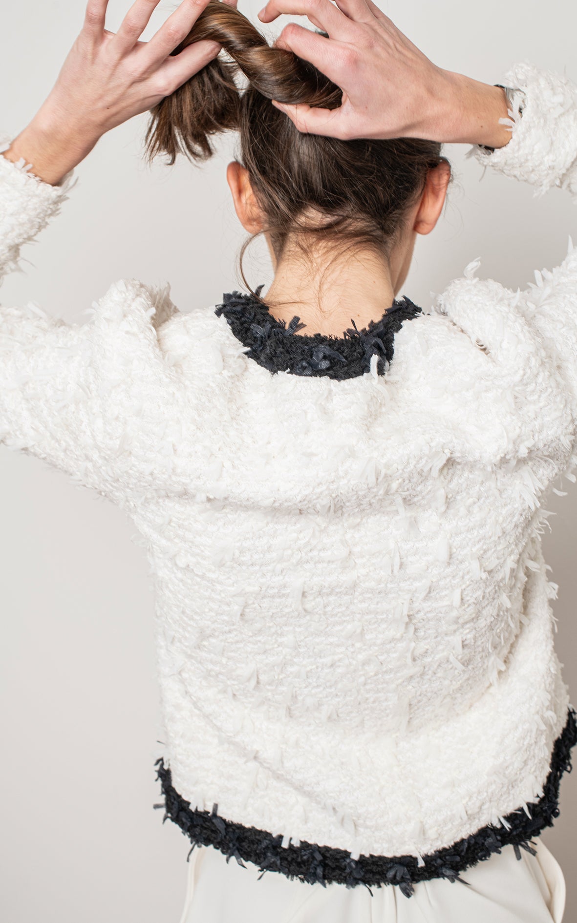 Blazer blanca y negra tweed