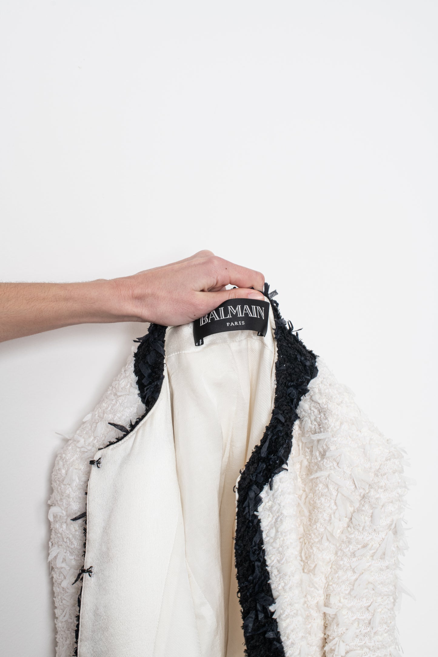 Blazer blanca y negra tweed