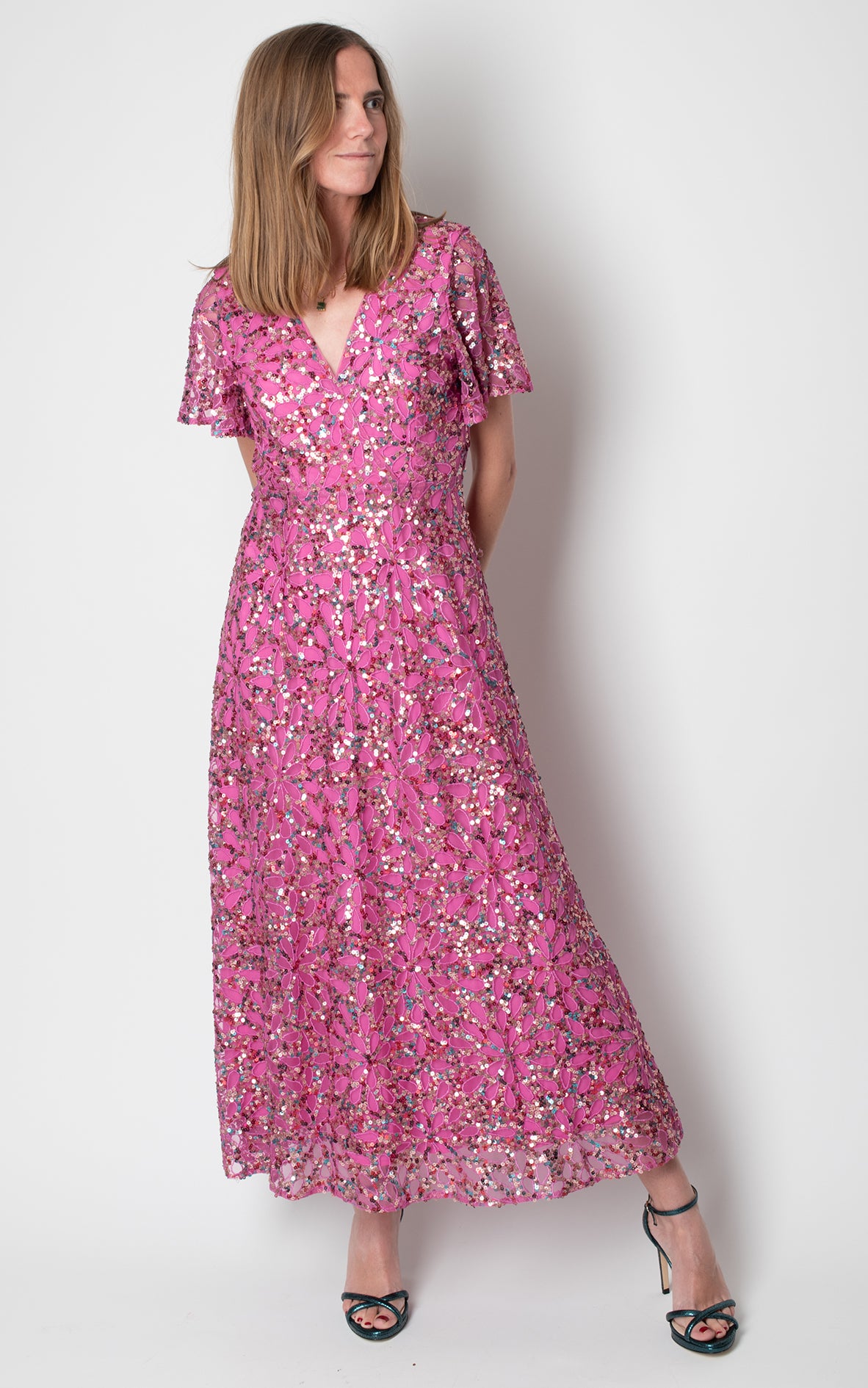 Vestido rosa lentejuelas