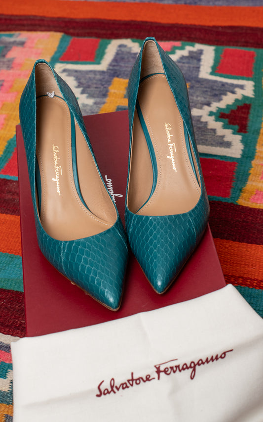 Zapatos azules serpiente