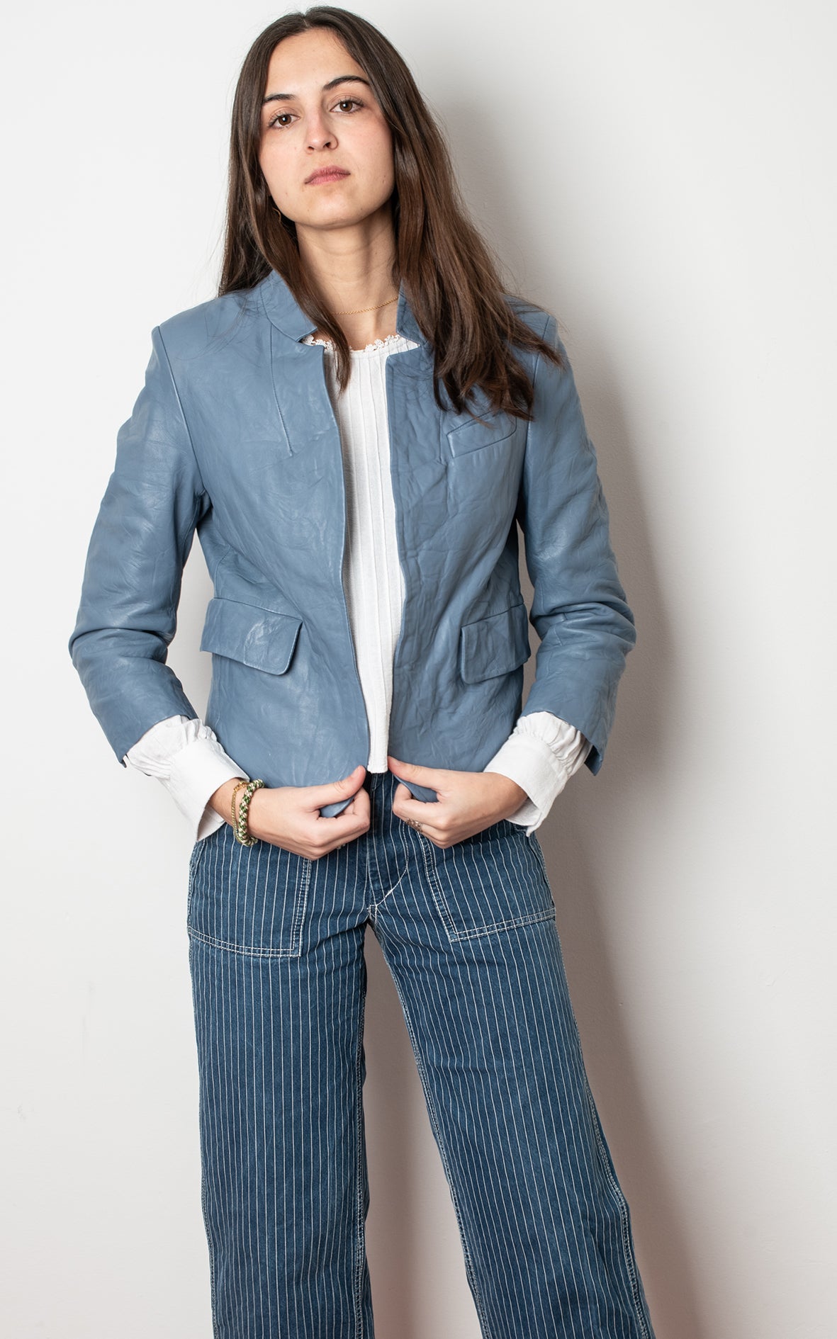 Cazadora Piel Azul