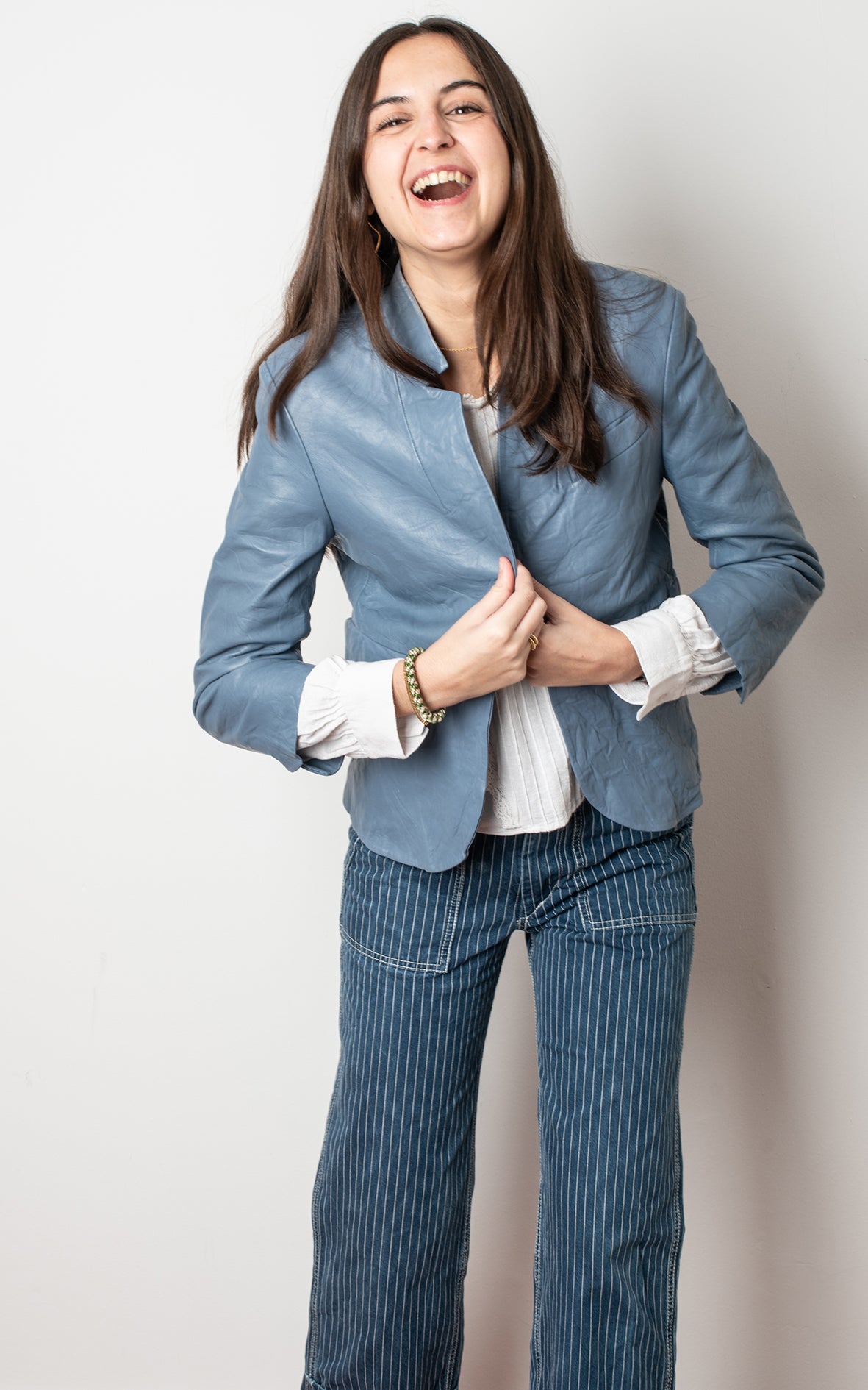 Cazadora Piel Azul