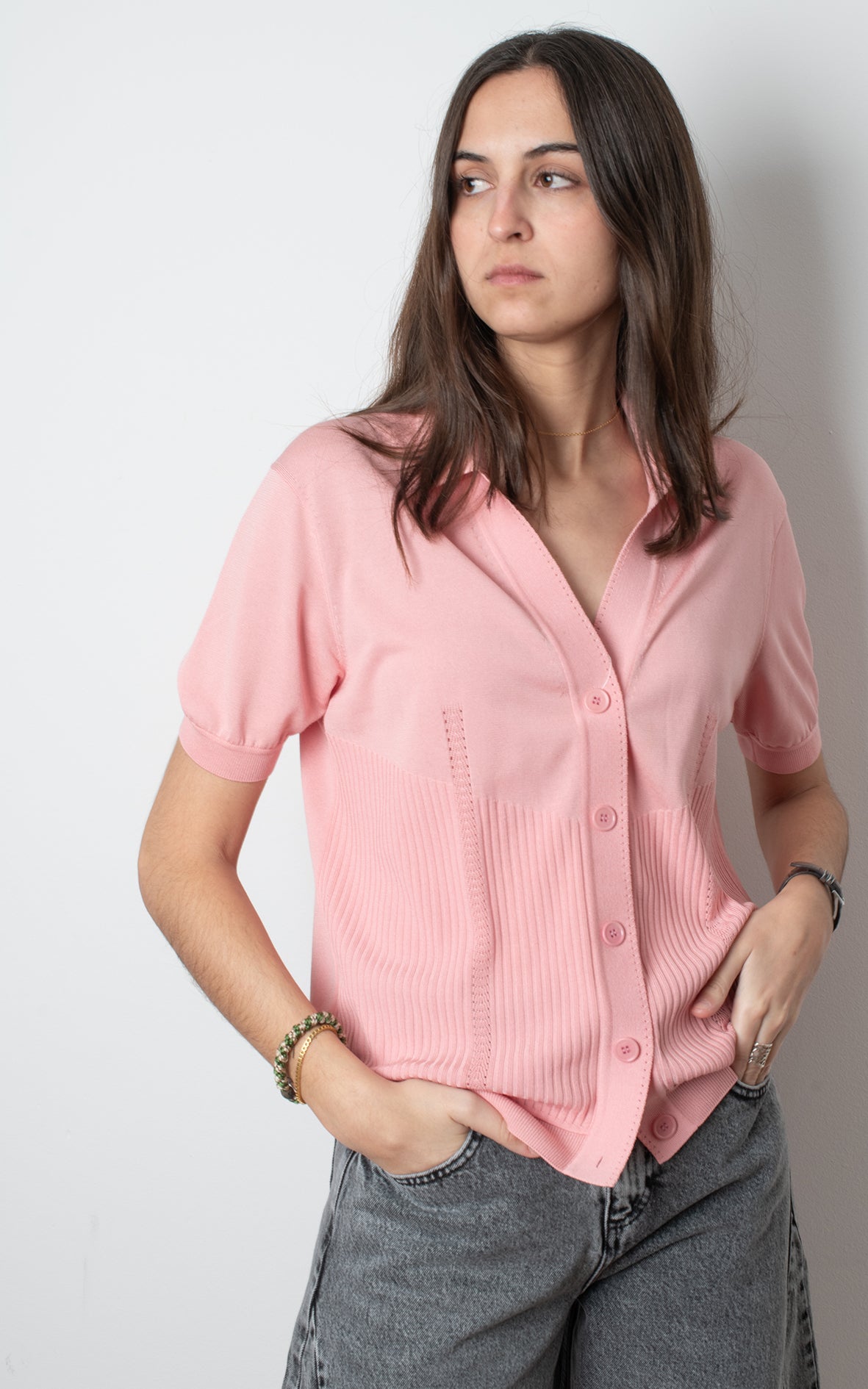 Polo/chaqueta rosa con botones