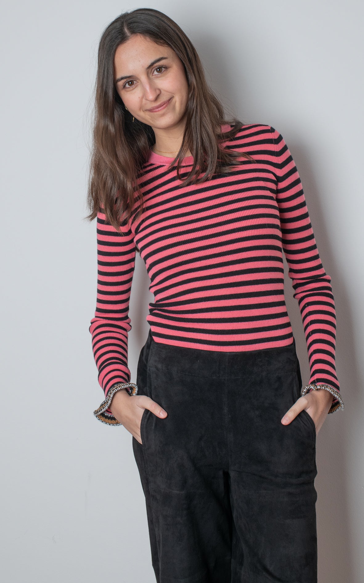 Pinko Jersey Rayas Rosa